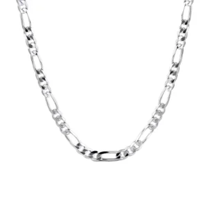 RENSINO 925 Sterling Silver Italian 5mm Diamond-Cut Figaro Chain Bracelet Necklace for Women Men Classic Handmade Jewelry
