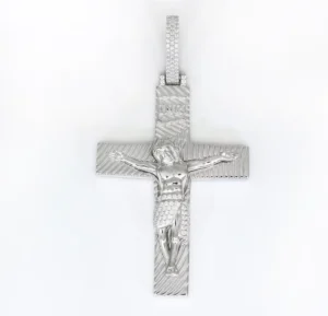 RENSINO 925 Sterling Silver Jesus Crucifix Cross Pendant Hip Hop Style Religious Jewelry with Moissanite Bulk Pendants Charms