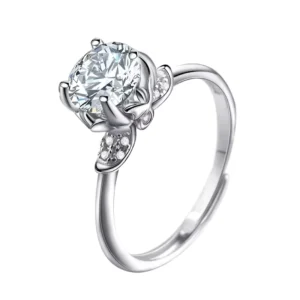 RENSINO 925 Sterling Silver Jewelry Design Zircon 18k 1ct Moissanite Engagement Promise Minimalist Women Wedding Ring