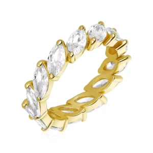 RENSINO 925 Sterling Silver Jewelry Diamond Wedding Cubic Zircon Band Marquise Rings