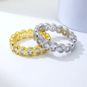 RENSINO 925 Sterling Silver Jewelry Factory Pure Silver Rings Fine Jewelry Iced Out Cz Stone Band Ring