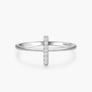 RENSINO 925 Sterling Silver Jewelry Minimalist Geometric Design CZ Rings for Women