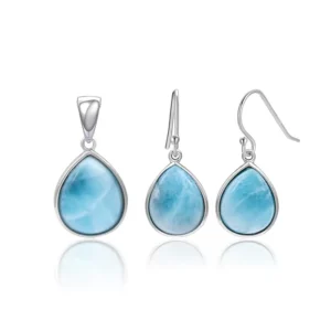RENSINO 925 Sterling Silver Jewelry Natural Larimar Earrings and Pendants for Women Customized Gifts