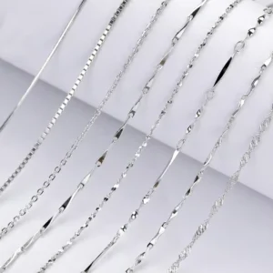 RENSINO 925 Sterling Silver Jewelry Silver Plated Necklace Chains