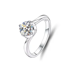 RENSINO 925 Sterling Silver Jewelry VVS1 1Ct Mossanite Custom Diamond Trendy Shape Female Engagement Wedding Ring for Party Anniversary