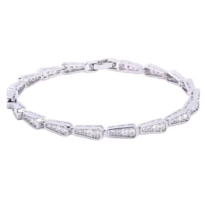 RENSINO 925 Sterling Silver Jewelry White Gold Plated Brilliant Vvs Moissanite with GRA Tennis Bracelet for Gift