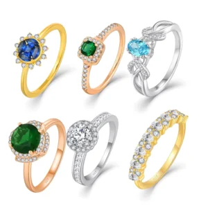 RENSINO 925 Sterling Silver Jewelry Women Engagement Halo Cz Ring Round Cut Green Nano Zircon Ring