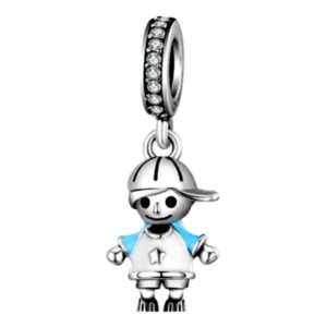 RENSINO 925 Sterling Silver Kids Boy Dangle Charms Original Design Silver Charms for Snake Bracelets