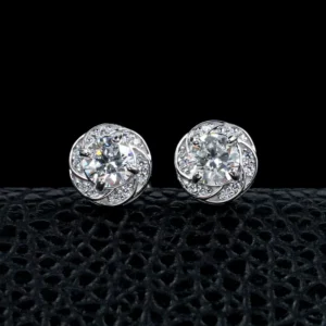 RENSINO 925 Sterling Silver Lab Grown Diamond Brilliant Cut D Color VVS1 Clarity IGI Certified Luxury Stud Earrings