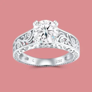 RENSINO 925 Sterling Silver Ladies Fashion Fine Jewelry Rings Love Heart Moissanite Diamond Wedding Party Ring Luxury Hollow Ring