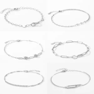 RENSINO 925 Sterling Silver Link Chain Bracelet for Women Factory Custom Korean Style Fine Jewelry in Stock