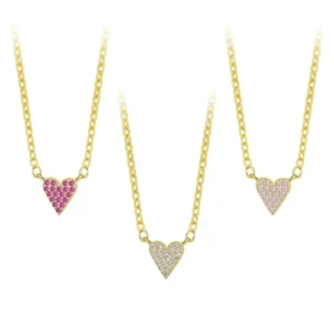 RENSINO 925 Sterling Silver Link Chain Necklace Trendy Heart Zircon Pendant High Quality Fine Jewelry for Weddings