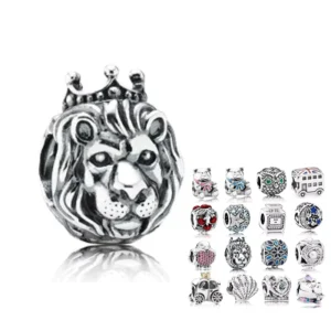 RENSINO 925 Sterling Silver Lion Head Charm Bead for Charm Bracelet Women Jewelry