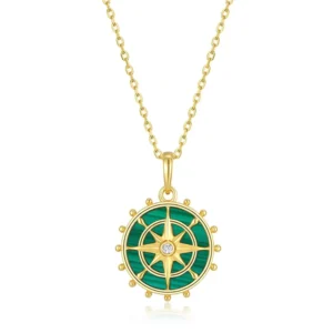 RENSINO 925 Sterling Silver Malachite Necklace