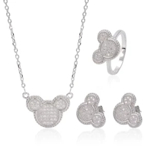 RENSINO 925 Sterling Silver Mickey Necklace Set Direct Sourcing Cute Cartoon Jewelry for Women Ready to Ship