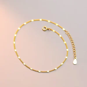 RENSINO 925 Sterling Silver Minimalist Anklet Bracelets Rose Gold Plated Chain Anklets Foot Summer Fashion Jewelry for Women