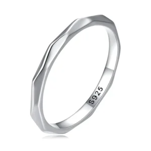 RENSINO 925 Sterling Silver Minimalist Eternity Band Simple Fine Jewelry Ring for Women Wedding Gift Stackable SCR861