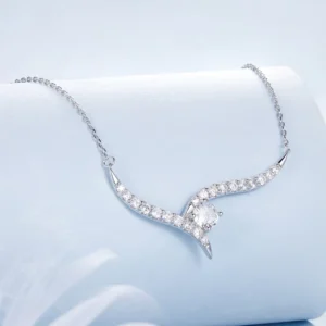 RENSINO 925 Sterling Silver Minimalist Shiny AAA Zircon Chain Necklace for Women Unique Design Simple Jewelry Wedding Gift