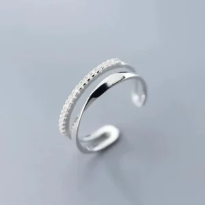 RENSINO 925 Sterling Silver Mobius Double-layer Opening Ring Female Niche Design Fashion Personality Ring