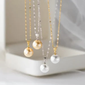 RENSINO 925 Sterling Silver Necklace 18K Gold Plated Natural Freshwater Pearls Necklace