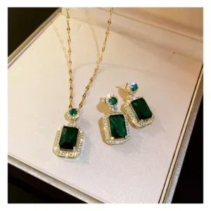 RENSINO 925 Sterling Silver Necklace Earring Ring Vintage Zirconia Jewelry Sets for Women