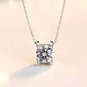 RENSINO 925 Sterling Silver Necklace Female Ins Popular Design Sense Clavicle Chain Temperament Silver Crystal Single Diamond Pendant