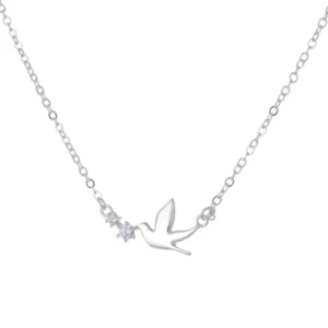 RENSINO 925 Sterling Silver Necklace Temperament Cute Swallow Diamond Necklace Female Korean Fashion Clavicle Chain