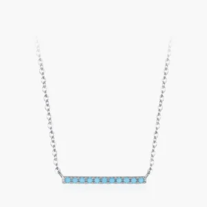 RENSINO 925 Sterling Silver Necklace Turquoise Simple Line Pendant Necklace For Women Wedding Jewelry