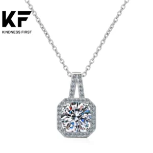RENSINO 925 Sterling Silver Necklace Women 0.5CT 1.0CT 2.0CT Moissanite Necklace Incense Bag Pendant Chain
