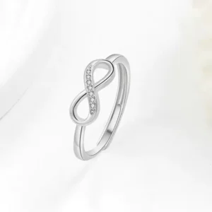 RENSINO 925 Sterling Silver Number Eight Ring Inlay Zircon Infinity Symbol Finger Rings for Women Wedding Rings