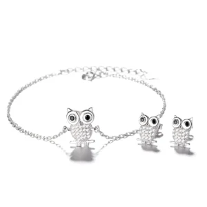RENSINO 925 Sterling Silver Owl Set a Niche Light Luxury and Personalized Collarbone Chain Accessory