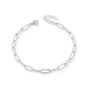 RENSINO 925 Sterling Silver Paperclip Chain Bracelet Minimalist Adjustable Link Jewelry For Women Daily Wear