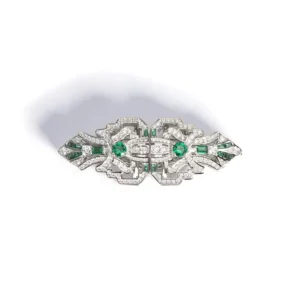 RENSINO 925 Sterling Silver Paved Emerald Green Zircon Brooches Rhodium Plated 2 in 1 Multiple Use Brooches