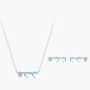 RENSINO 925 Sterling Silver Pendant Necklace Earring Set For Women Holiday Anniversary Jewelry