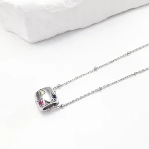 RENSINO 925 Sterling Silver Pendant Necklace Set for Women Exquisite Bead Pendant Versatile Engagement Party Gift
