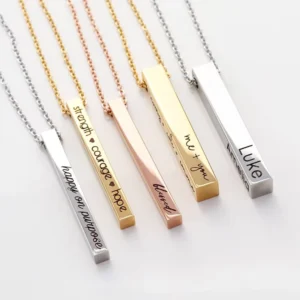 RENSINO 925 Sterling Silver Personalized Bar Necklace Customized Name Engraved Pendant Necklace