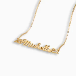RENSINO 925 Sterling Silver Personalized with Angel wings Custom Name Necklace Jewelry Customized Name Pendant Letter Necklace Woman