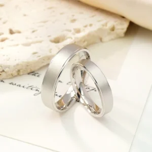 RENSINO 925 Sterling Silver Plain Band Rings Silver 925 Wedding Rings Couple Set Fashion Jewelry Rings