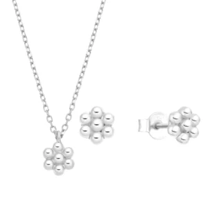 RENSINO 925 Sterling Silver Plain Silver Small Light Weight Dainty Earrings Necklace Two Set