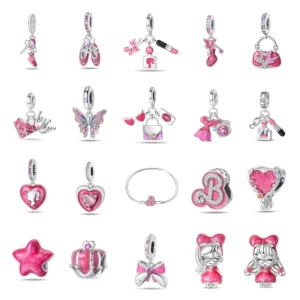 RENSINO 925 Sterling Silver Plated Charms Silver Pendants DIY Beads for Children’s Bracelets Necklaces Featuring Zircon Main Stone Gift