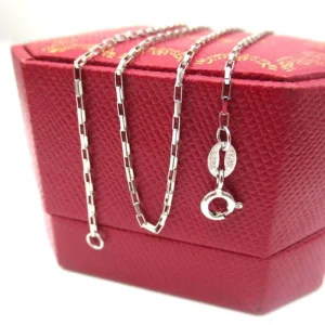 RENSINO 925 Sterling Silver Rectangular Box Chain Necklace