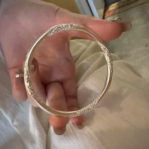 RENSINO 925 Sterling Silver Retro Bracelet Simple Ancient Style Jewelry for Men Women Pure Solid Silver Fashion Bangle