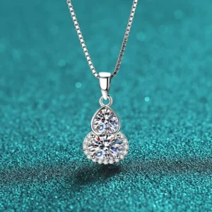 RENSINO 925 Sterling Silver Rhodium Plated Moissanite Necklace Teardrop Pendant Stone Chain Jewelry Women