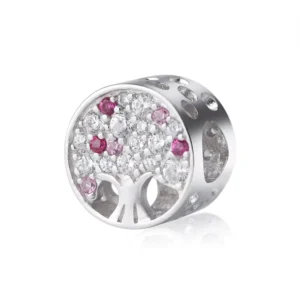 RENSINO 925 Sterling Silver Rhodium Plated Zircon Tree of Life Charms for Women Bohemia Style Jewelry Making
