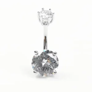 RENSINO 925 Sterling Silver Rhodium Plated Zircon Trendy Navel & Bell Button Rings Body Jewelry Gift