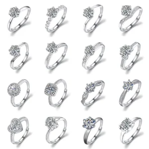 RENSINO 925 Sterling Silver Ring Jewelry Geometric Cubic Zircon Heart Wedding Rings Fashion Original for Women Trendy Sliver Fine Round