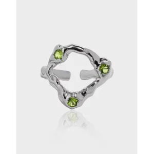 RENSINO 925 Sterling Silver Ring Zircon Hollow Ring for Women