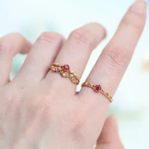 RENSINO 925 Sterling Silver Ring with Natural Ruby