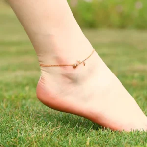 RENSINO 925 Sterling Silver Rose Flower Anklet Design for Girls