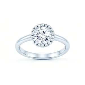 RENSINO 925 Sterling Silver Round Cut Lab Grown Diamond Ring Halo Solitaire Engagement Ring Women’s Fine Jewelry